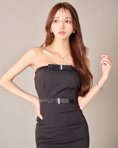 Ribbon Edge Mini Dress : Black